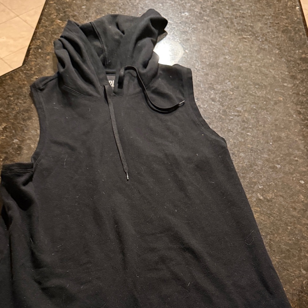 Black Sleeveless Hoodie
